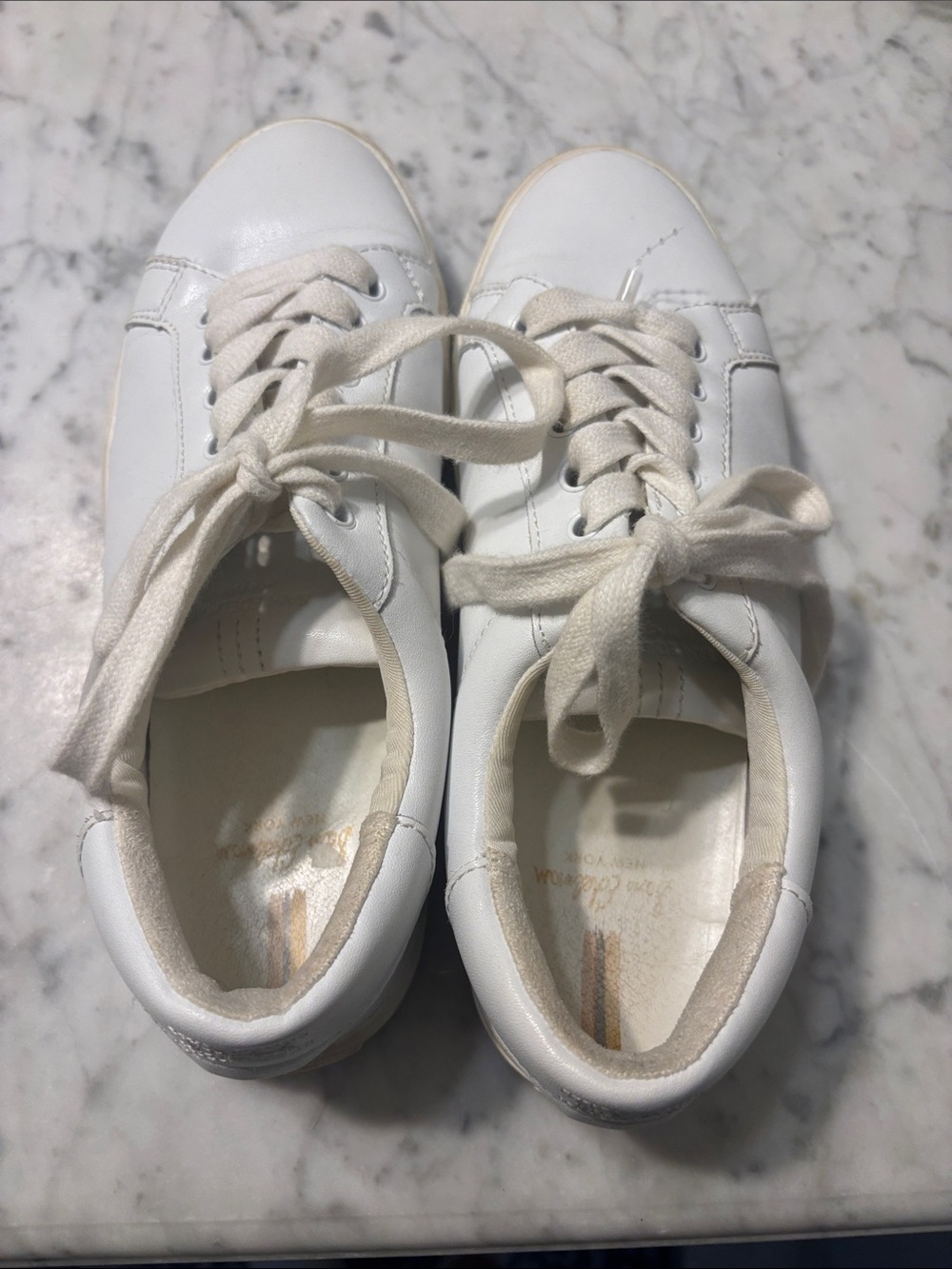 Sam Edelman White Leather Lace-Up Sneakers
